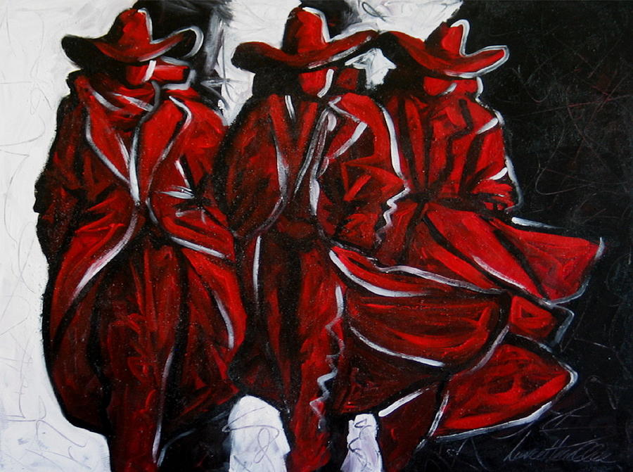 Three Abstract Cowboys Painting by Lance Headlee