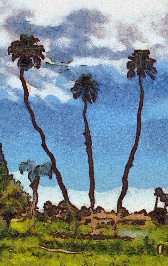 Three Abstract Palm Trees  Digital Art by Barbara Snyder