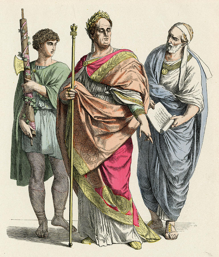 Three Ancient Romans (from Left Drawing by Mary Evans Picture Library ...