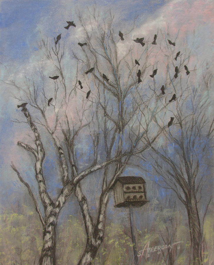 Trees Pastel - Three and Twenty Blackbirds by Sherri Anderson Trees Pastel - Three and Twenty Blackbirds by Sherri Anderson
