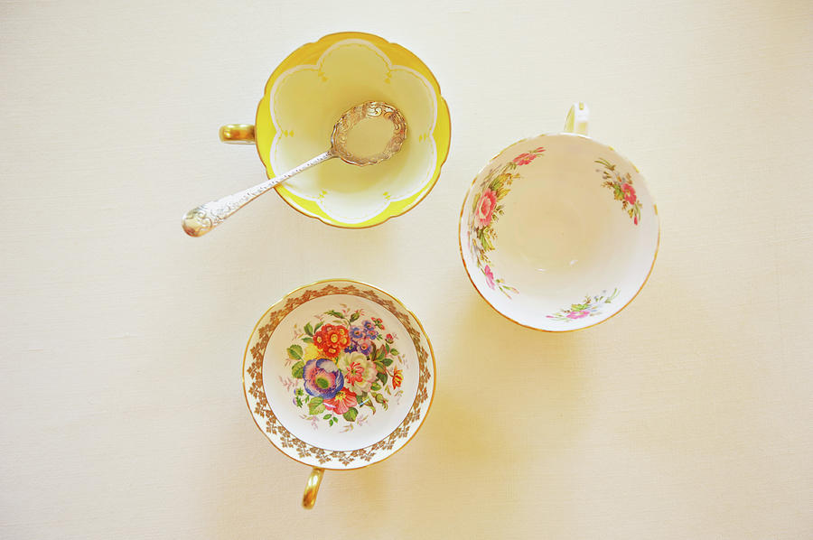 Three Antique Teacups Photograph by Sharon Lapkin