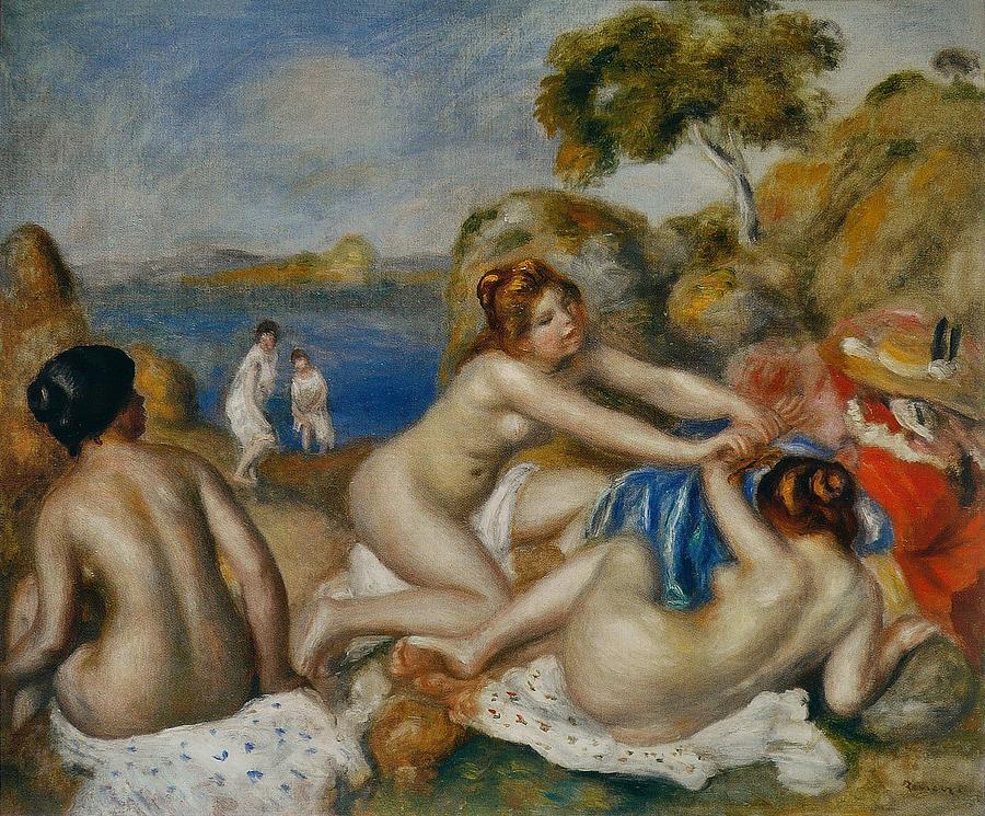Three Bathers with Crab Painting by Pierre-Auguste Renoir