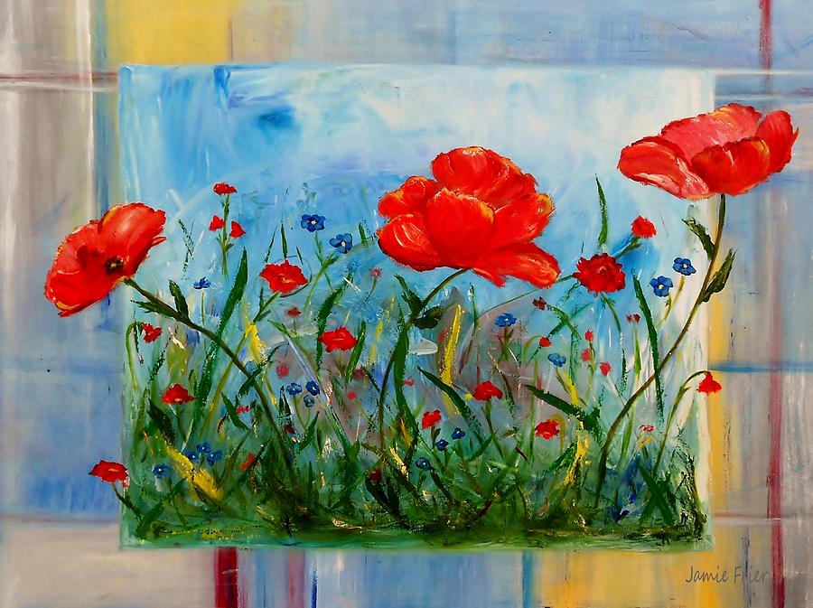 Three Big Poppies Painting by Jamie Frier