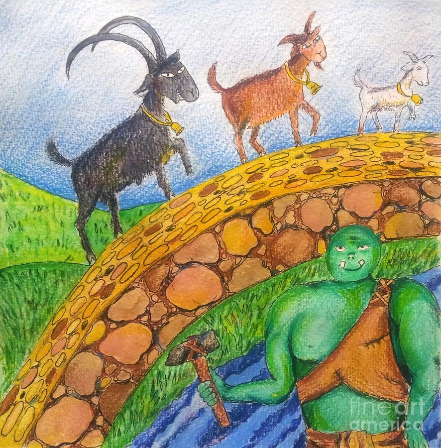 Three Billy Goats Gruff Painting Drawing By Maryna Salagub