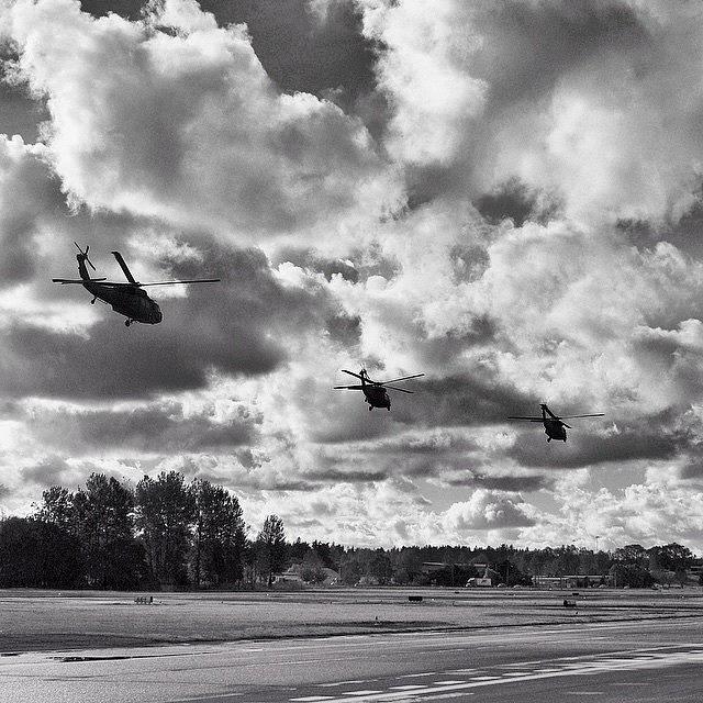 Portland Photograph - Three Blackhawks Departing From by Mike Warner