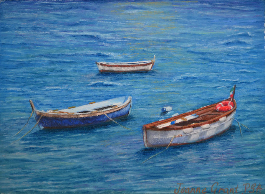 Three Boats Painting by Joanne Grant