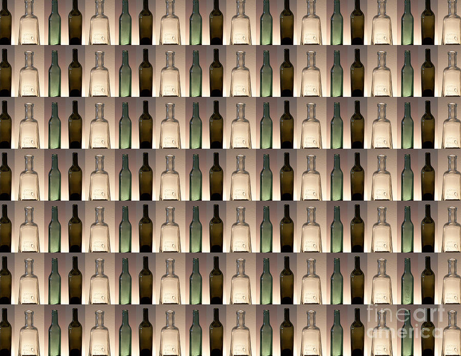 Bottle Digital Art - Three Bottles Collage by Phil Perkins