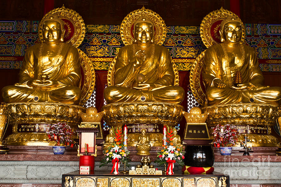 Three Buddhas Photograph by Tosporn Preede