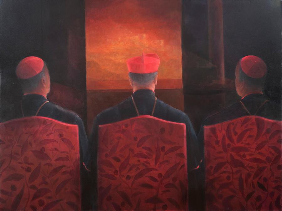 Cardinal Photograph - Three Cardinals, 2012 Acrylic On Canvas by Lincoln Seligman
