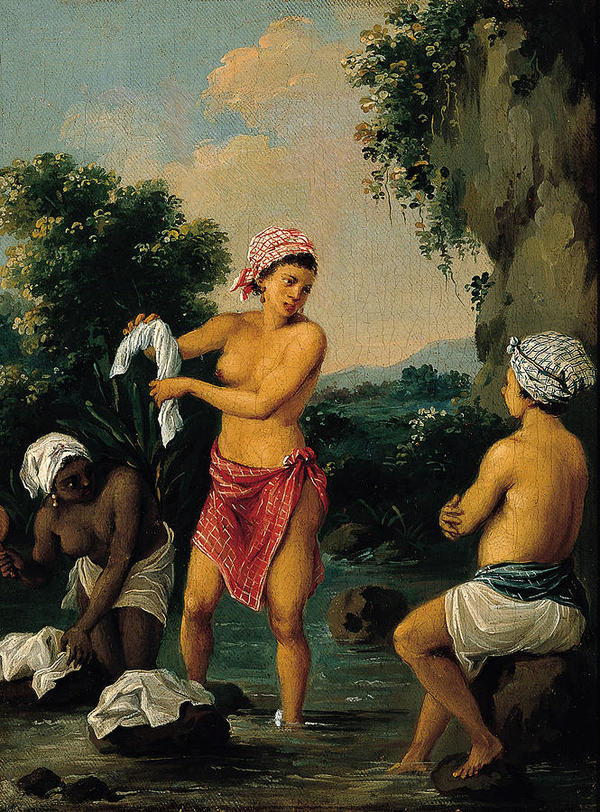Three Caribbean Washerwomen by a River Painting by Agostino Brunias