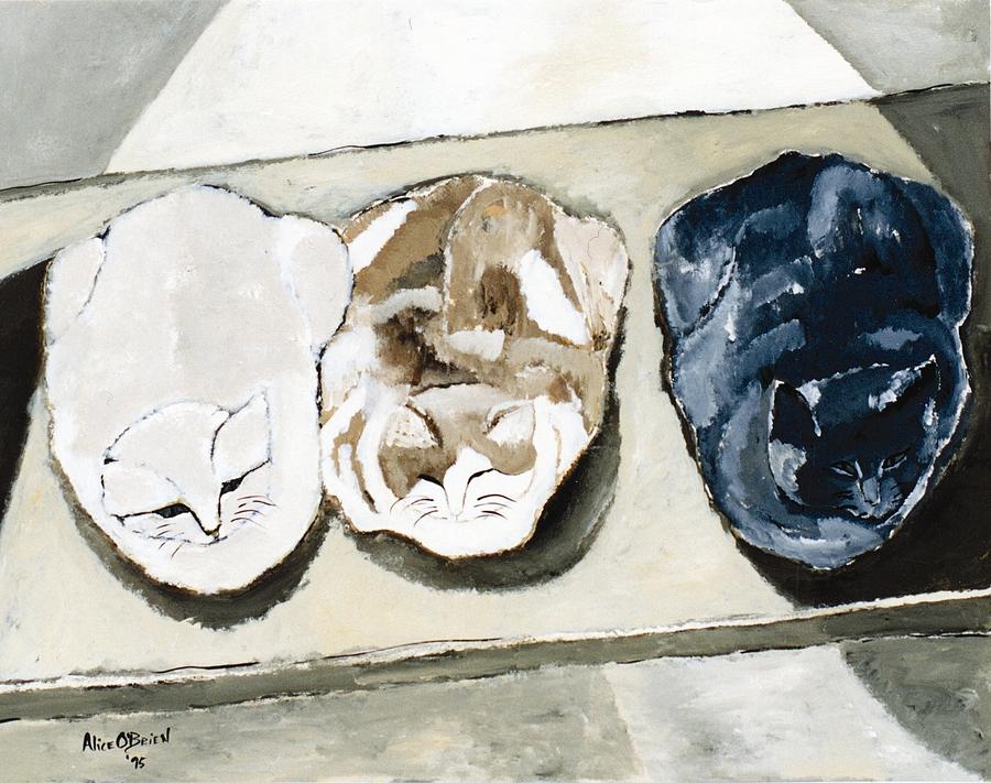 Cat Painting - Three Cats by Allison  Fauchier