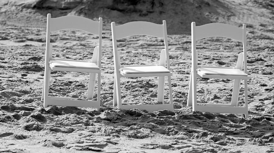 Beach Photograph - Three Chairs by Cynthia Guinn