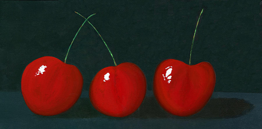 Three Cherries Painting by Karyn Robinson