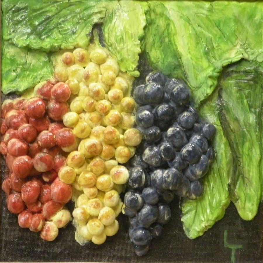 Grape Painting - Three Colors of Grapes by Lorrie T Dunks