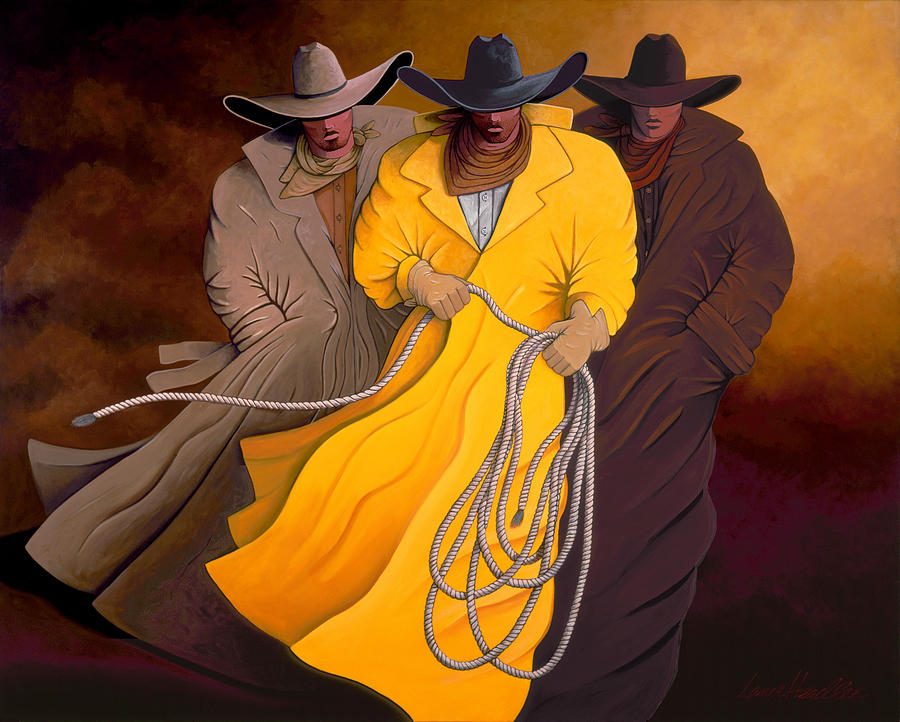 Three Cowboys Painting by Lance Headlee