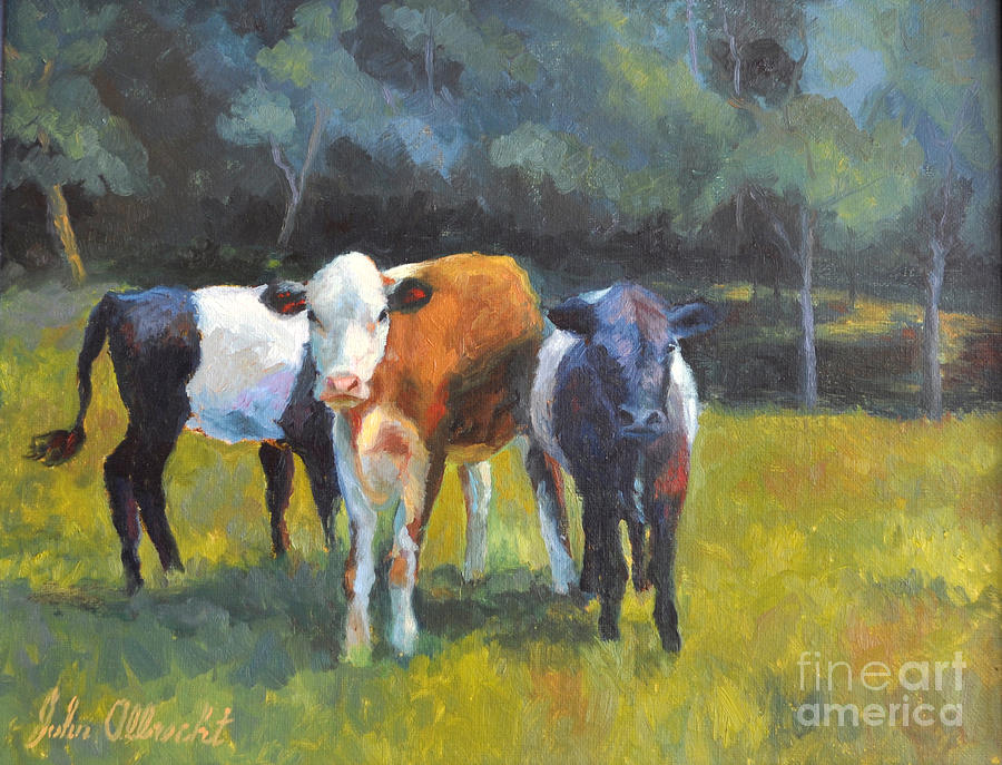 Cow Painting - Three Cows Proud by John Albrecht