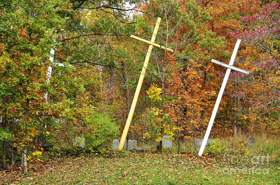 Three Crosses and Cemetery Photograph by Thomas R Fletcher