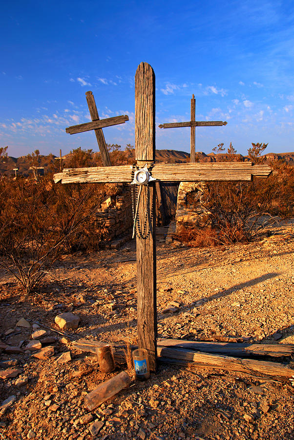 Three Crosses at Terlingua Photograph by Daniel Woodrum