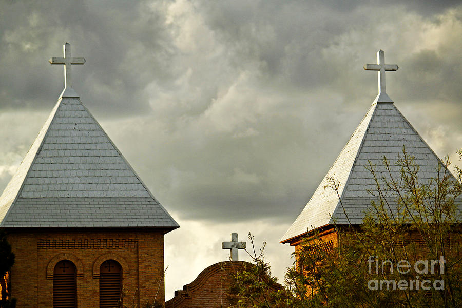 Basilica Photograph - Three Crosses by Lawrence Costales