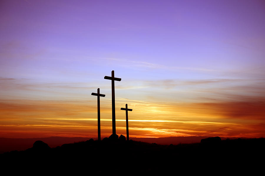Three crosses standing at the sunset Photograph by Kevinjeon00