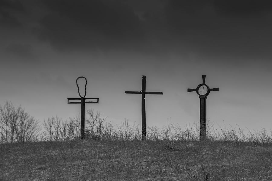 Three Crosses Under a Dark Sky Photograph by Guy Whiteley