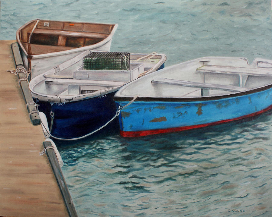 Three Dinghies Painting by Jill Ciccone Pike