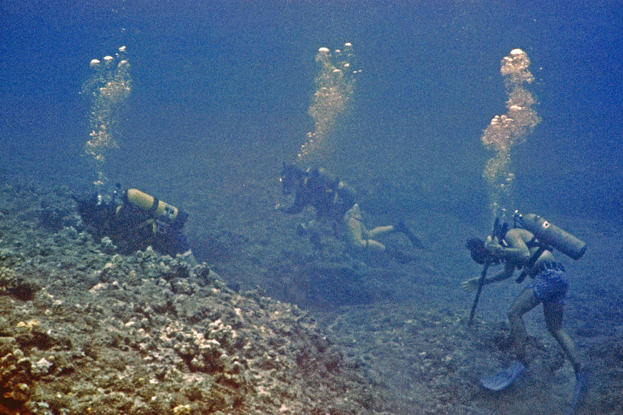 Three Divers in Hawaii Photograph by Bill Owen
