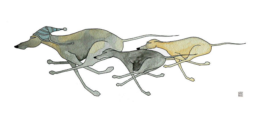 Dog Painting - Three dogs Illustration by Richard Williamson