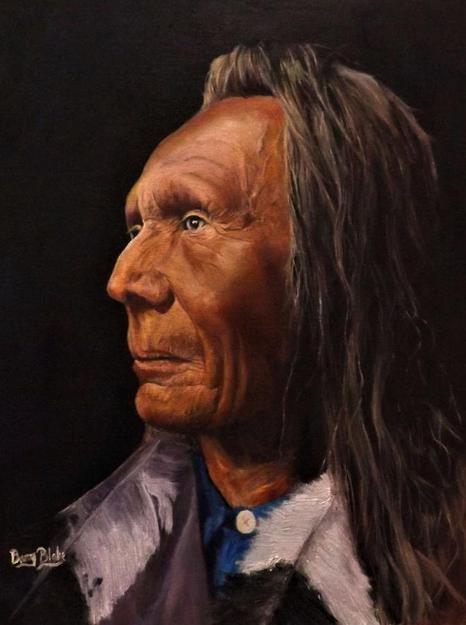Three Eagles Nez Perce Warrior Painting by Barry BLAKE