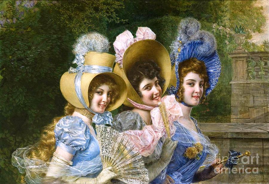 Three elegant ladies Painting by Thea Recuerdo