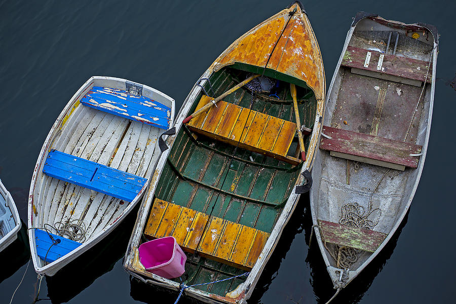 Boat Photograph - Three empty boats  by Garry Gay