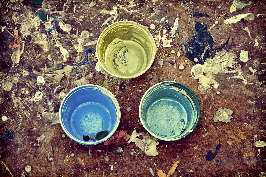 Three Empty Paint Cups Photograph by Gary Slawsky