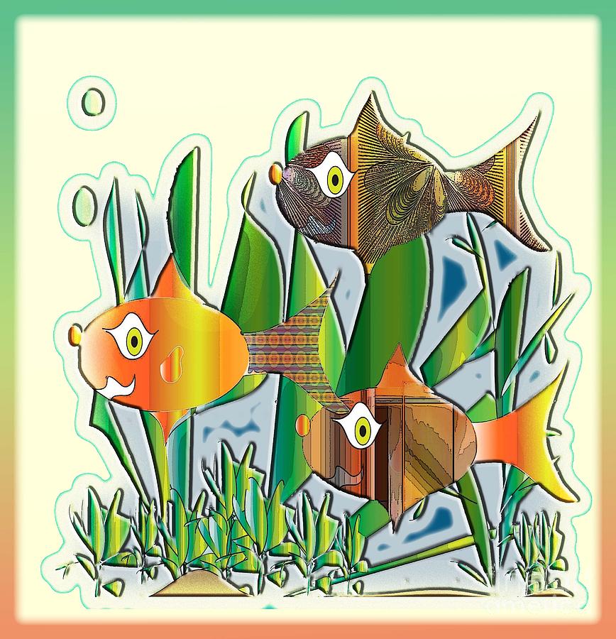 Fish Digital Art - Three Fish by Iris Gelbart