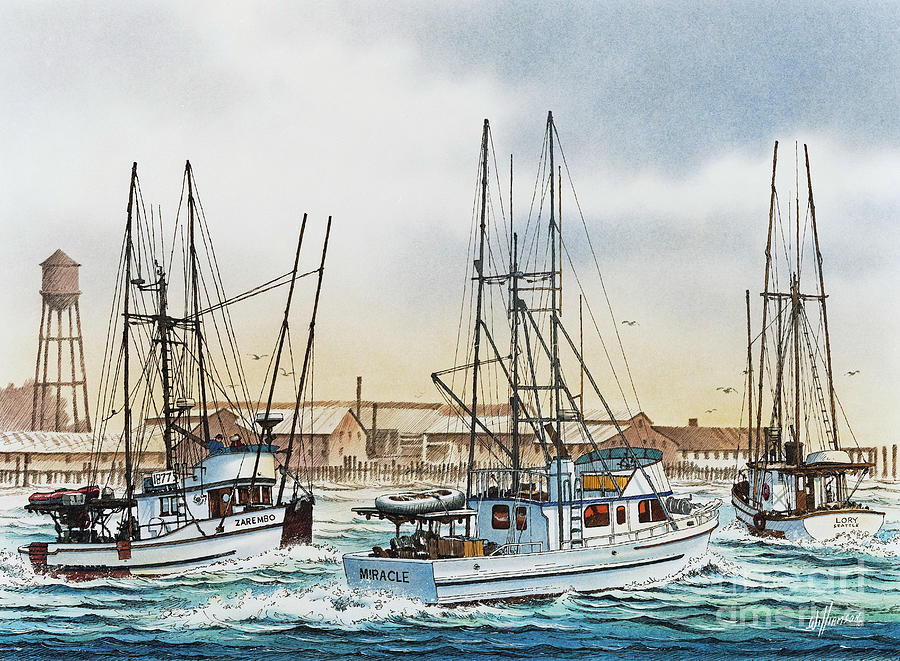 Three Fishing Boats Painting by James Williamson