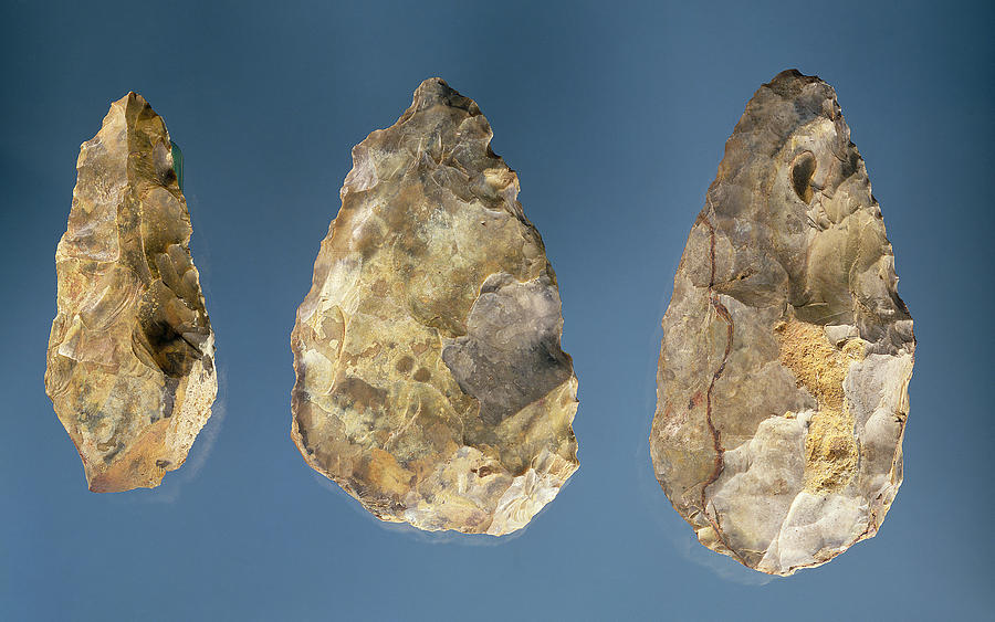 Prehistoric Photograph - Three Flint Tools Stone by Paleolithic