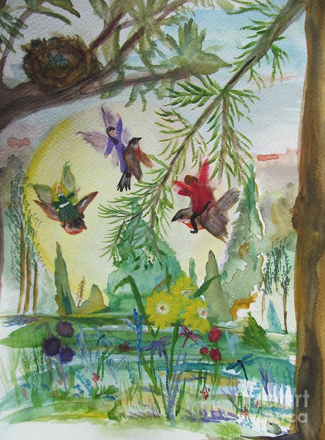Three Friends go Flying Painting by Susan Voidets