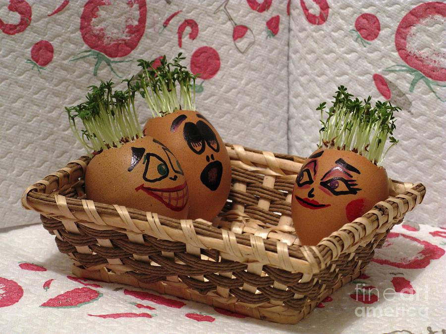 Still Life Photograph - Three Friends In A Tub Easter Eggmen Series by Ausra Huntington nee Paulauskaite
