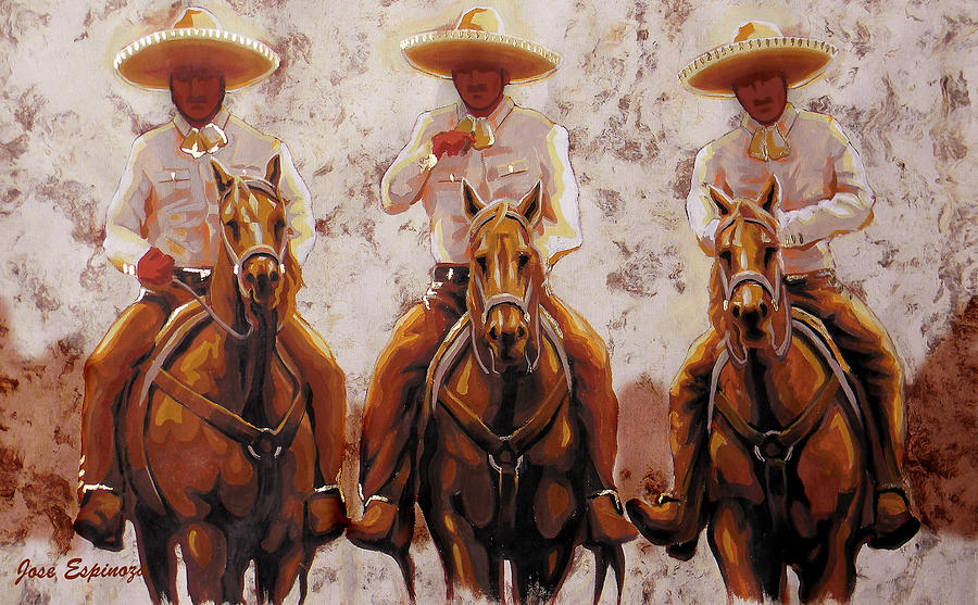 Three Friends Painting by J U A N - O A X A C A
