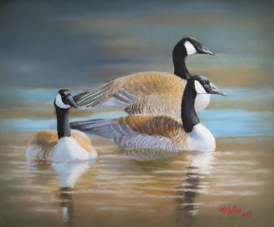Geese Pastel - Three Geese by Marcus Moller