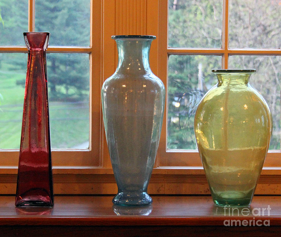 Three Glass Vases in a Window Photograph by Karen Adams