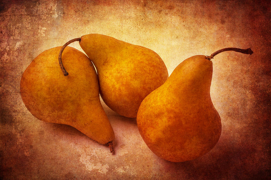 Pear Photograph - Three Gold Pears by Garry Gay