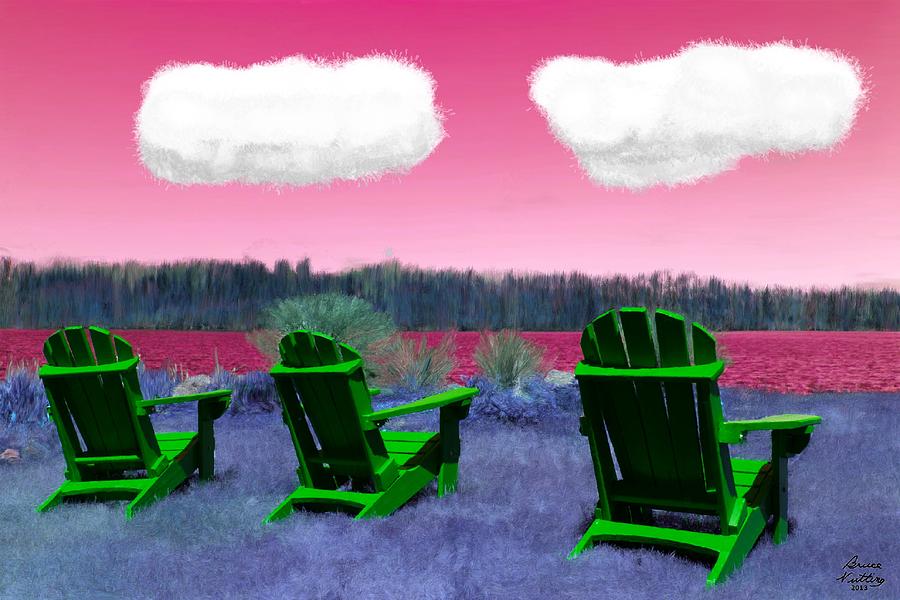 Three Green Chairs on Mars Painting by Bruce Nutting