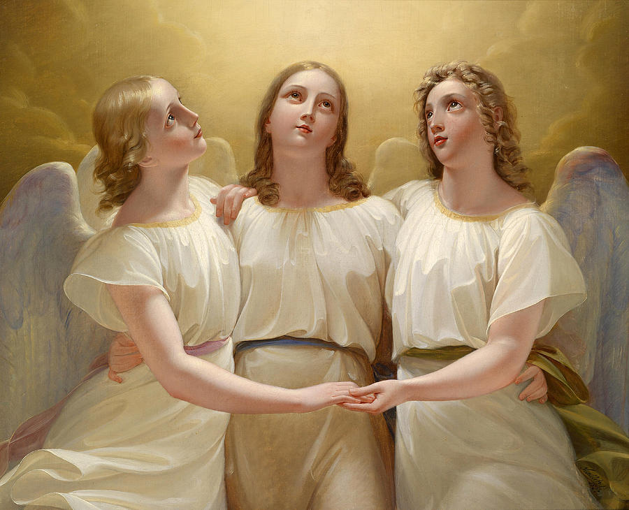 Three guardian angels Painting by Franz Kadlik
