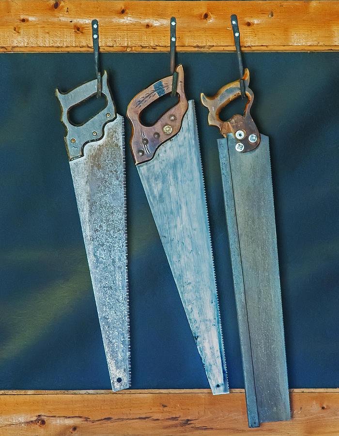 Three Hanging Saws Photograph by Gary Slawsky