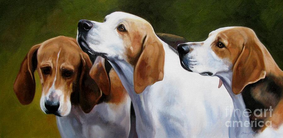 Three Hounds Painting by Janet  Crawford