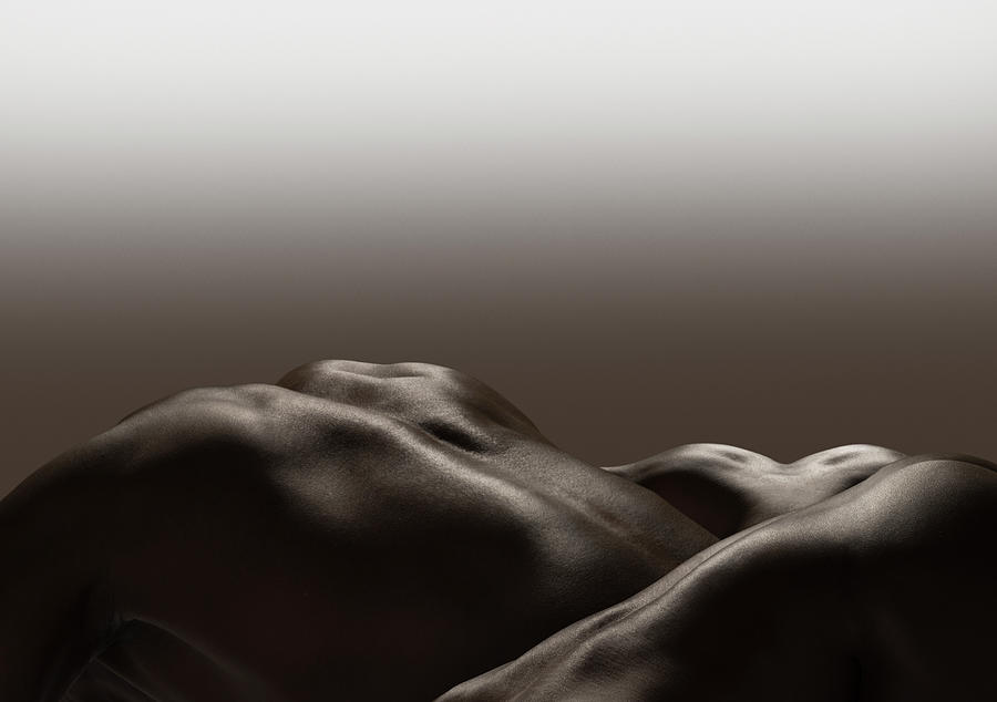 Three Human Naked Bodies, Monochrome Photograph by Jonathan Knowles