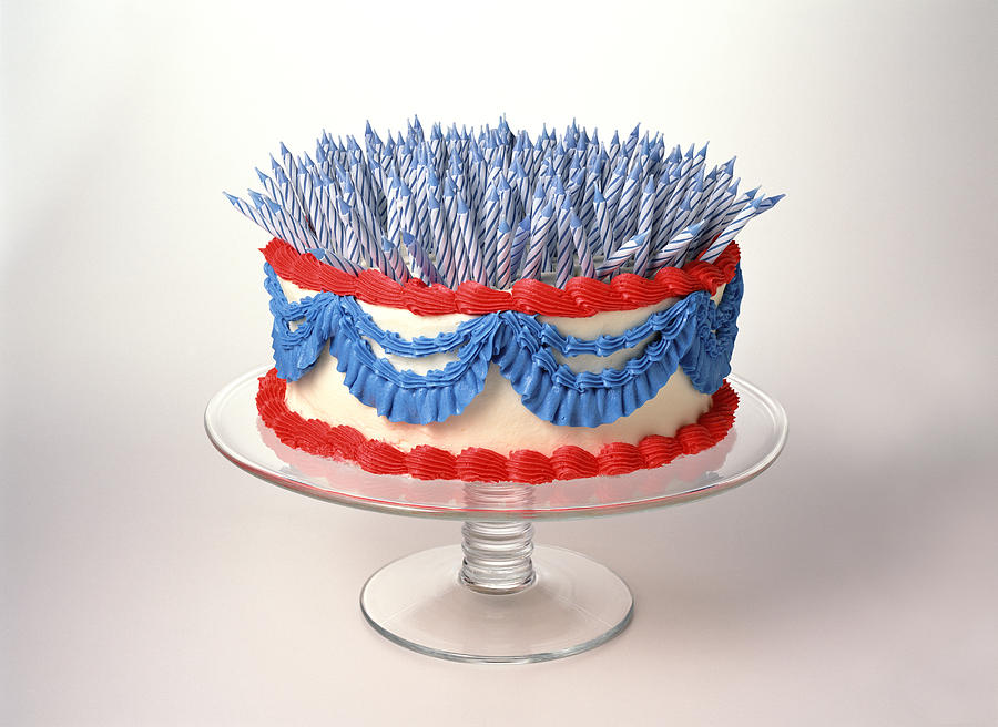 Three hundred candles on patriotic cake Photograph by Curtis Johnson