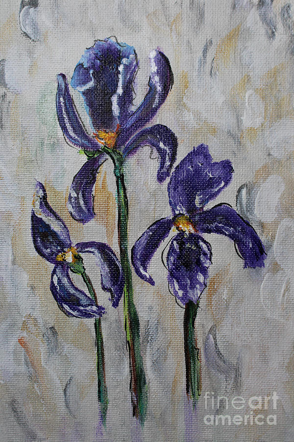Three Impressionable Iris Flowers - Floral Art Painting by Ella Kaye Dickey