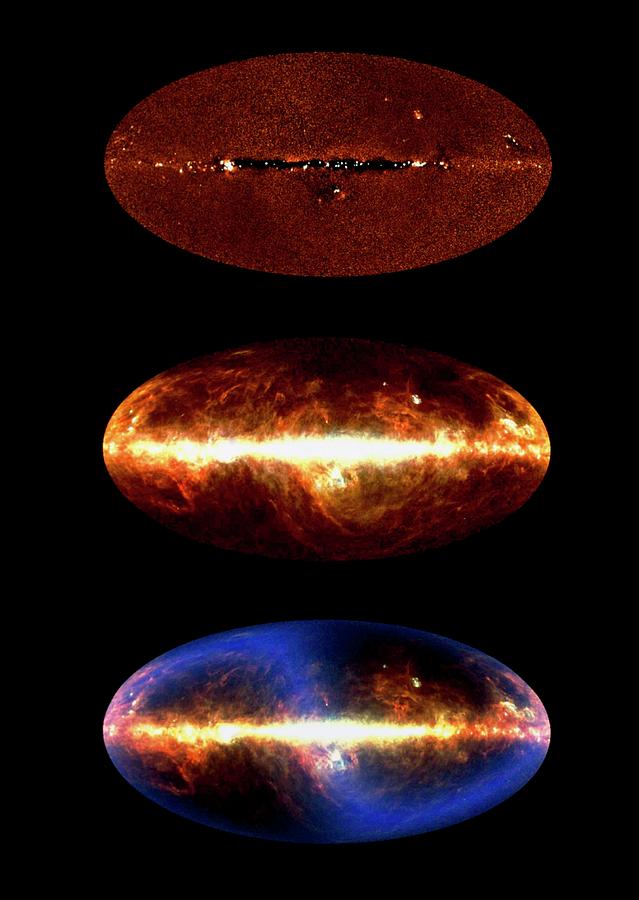 Three Infrared Views Of The Whole Sky Photograph by Nasa/science Photo Library