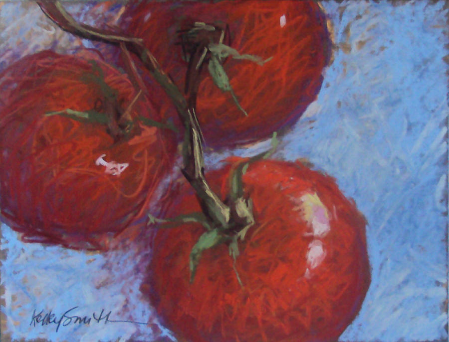 Tomato Painting - Three is a Crowd by Kelley Smith